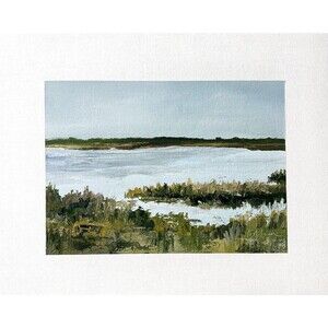 8x10 Original Oil Landscape Painting Lowcountry Marsh Seascape Coastal Signed